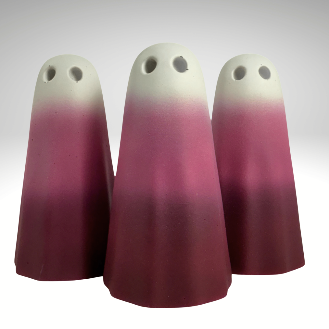 Pink ombre handmade ghost figurines by The Nordic Ghost Merchants.