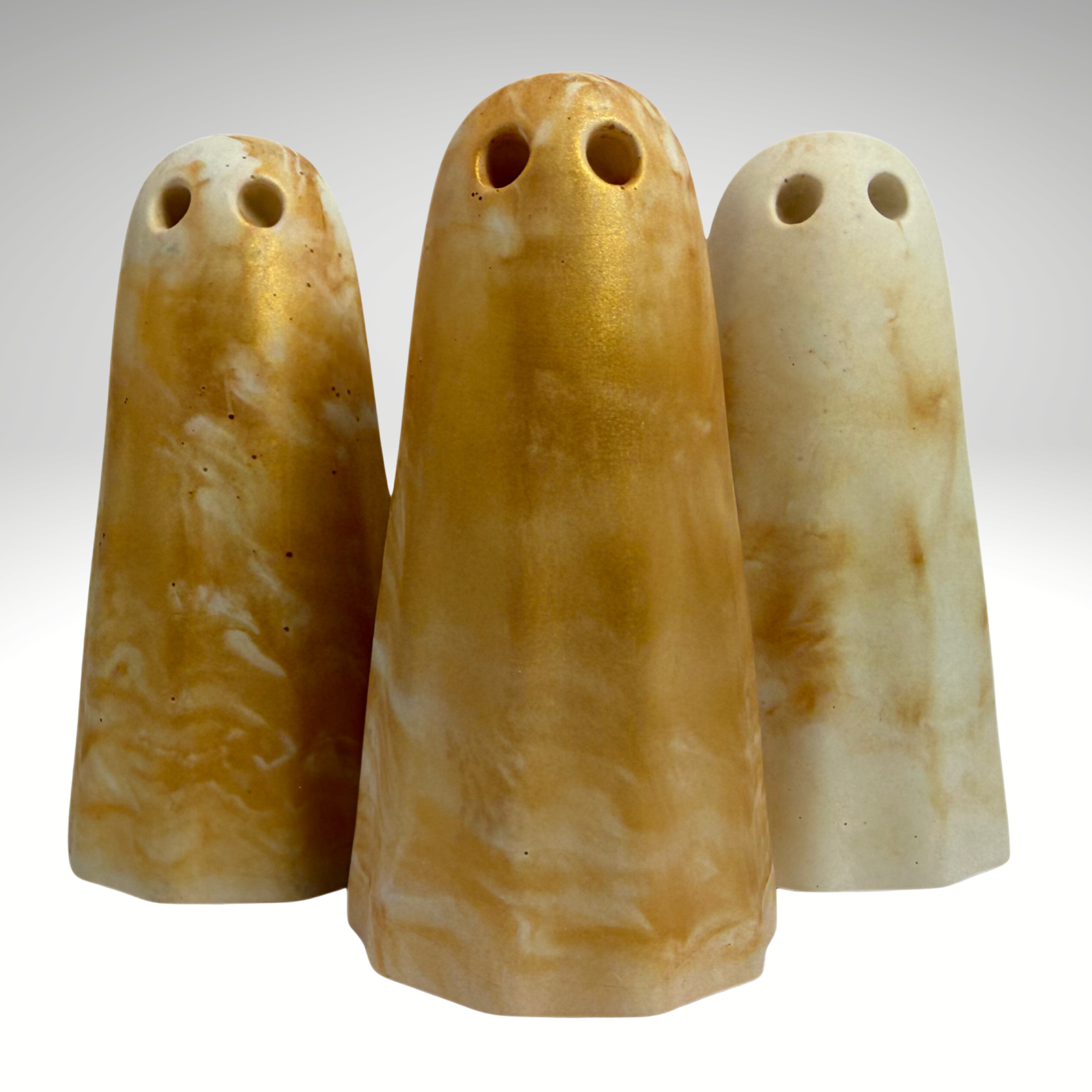Gold and cream marbled handmade ghost figurines by The Nordic Ghost Merchants