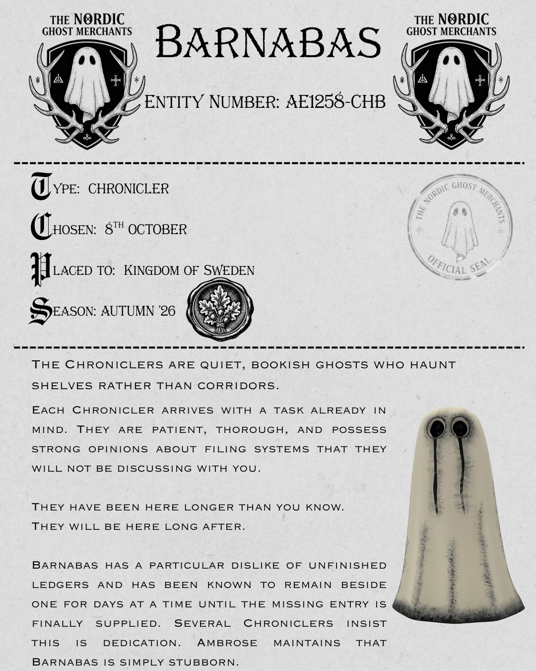The Chronicler Ghost Figurine - Barnabas