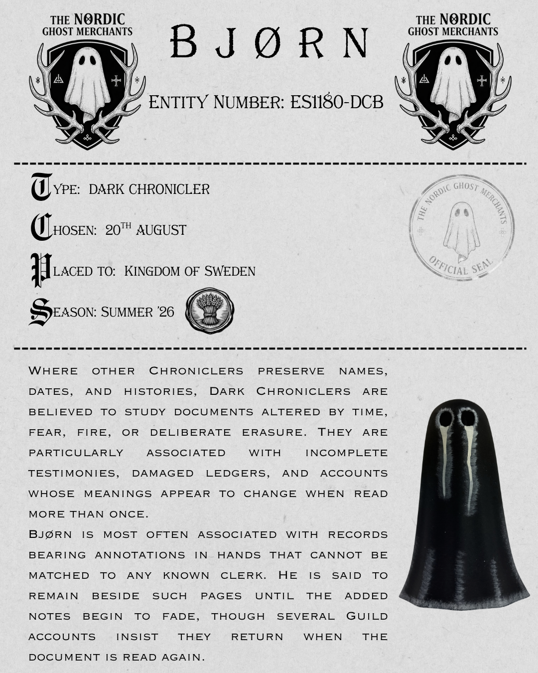 The Dark Chronicler Ghost Figurine - Bjørn