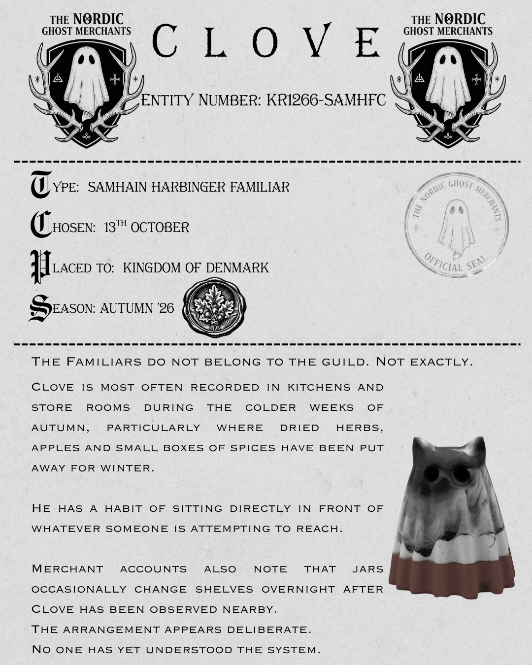 The Samhain Harbinger Familiar Ghost Figurine - Clove