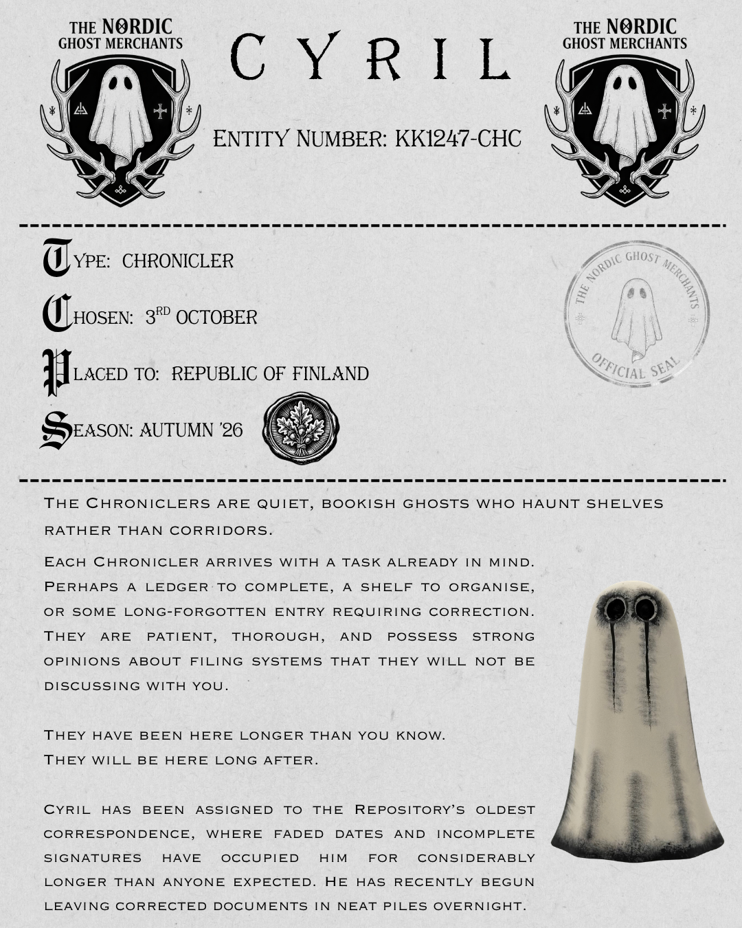 The Chronicler Ghost Figurine - Cyril