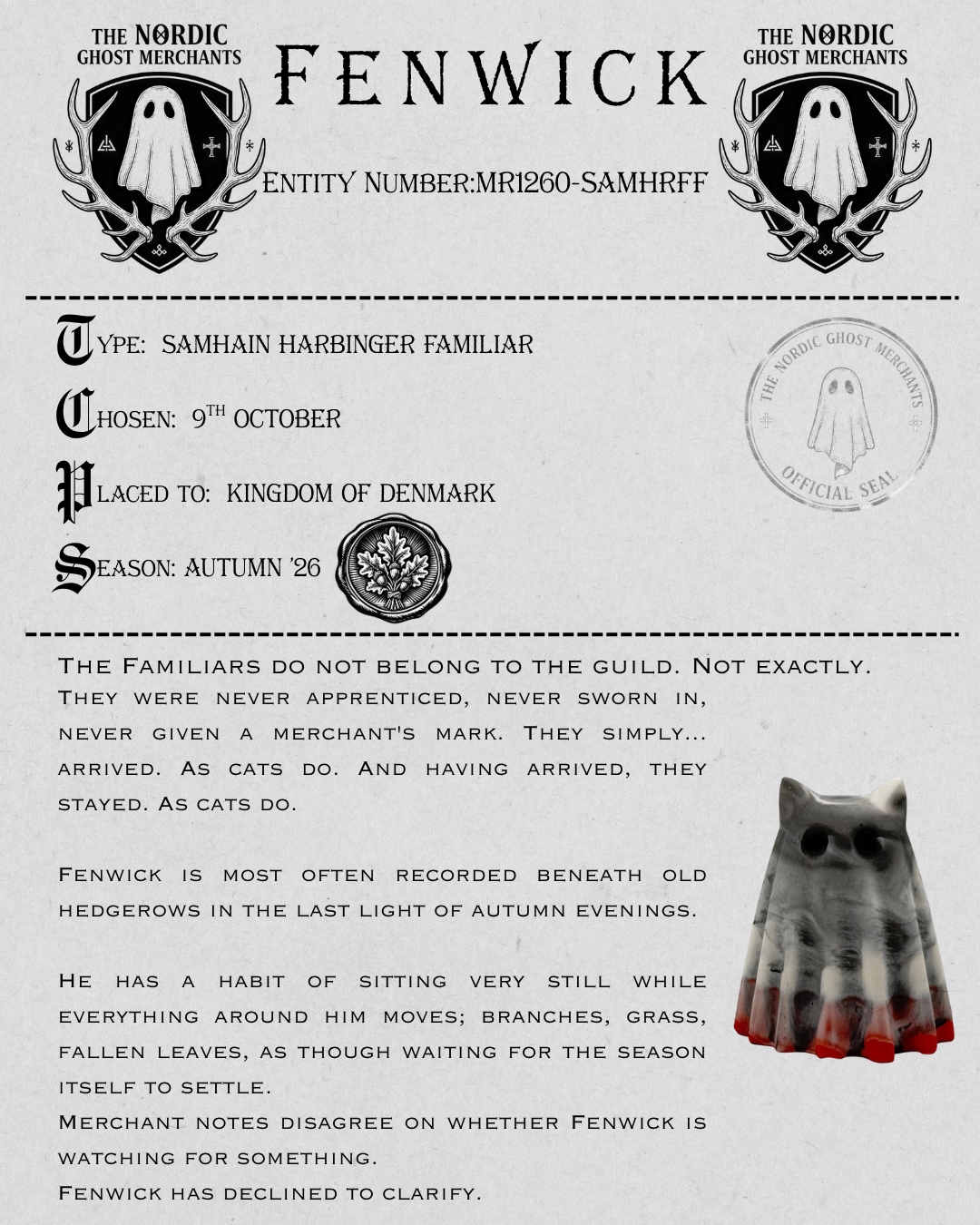 The Samhain Harbinger Familiar Ghost Figurine - Fenwick