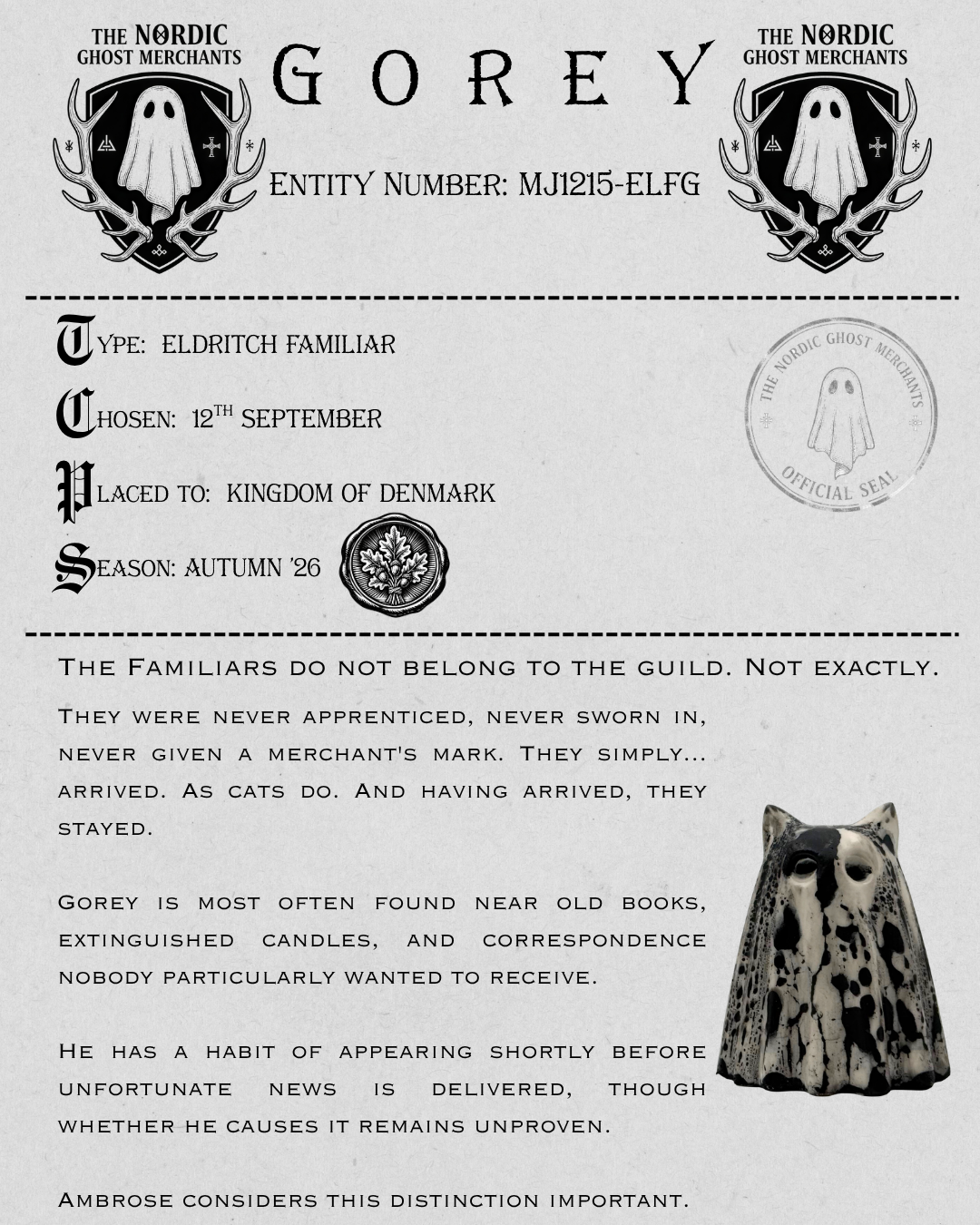 The Eldritch Familiar Ghost Figurine - Gorey