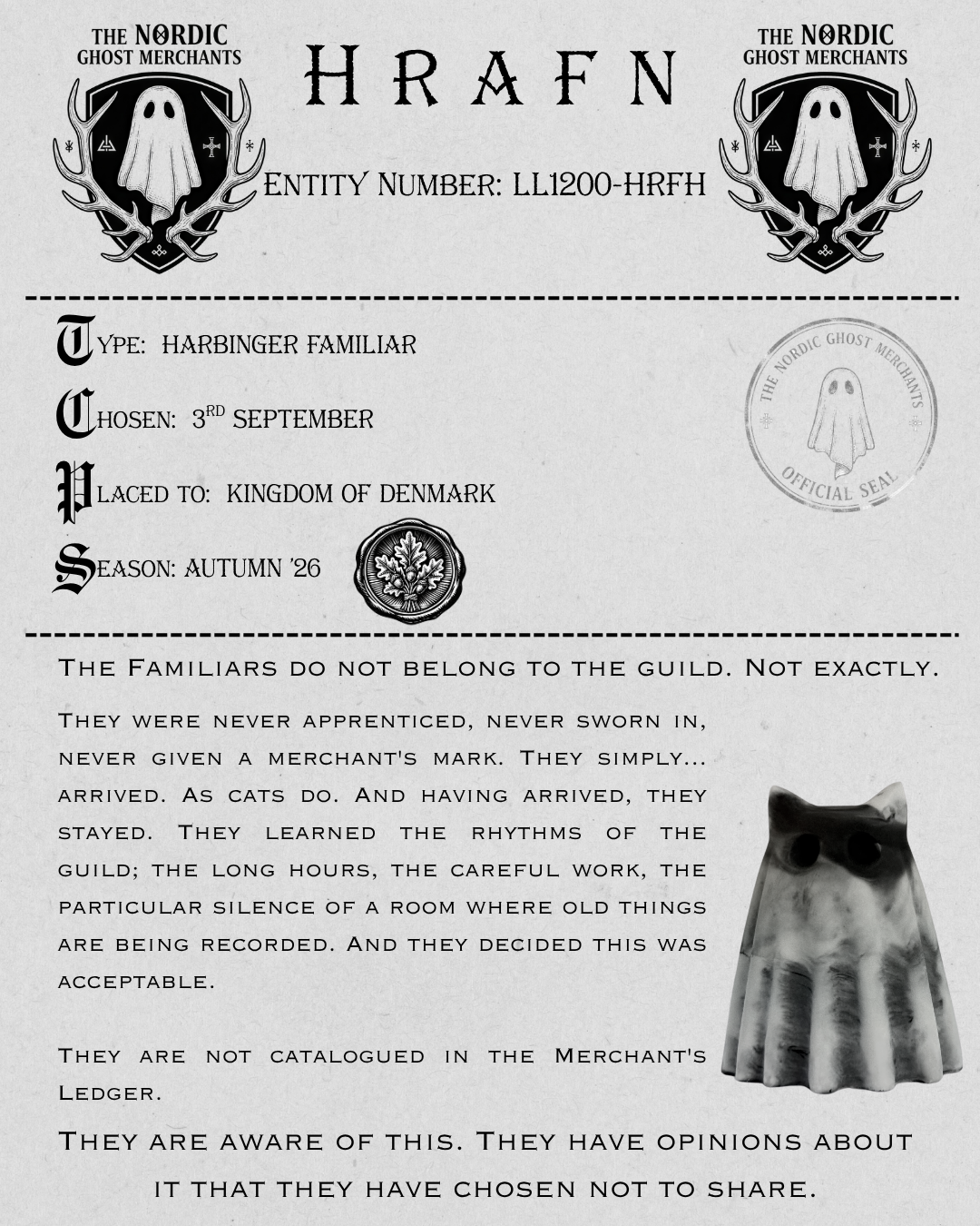 The Harbinger Familiar Ghost Figurine - Hrafn