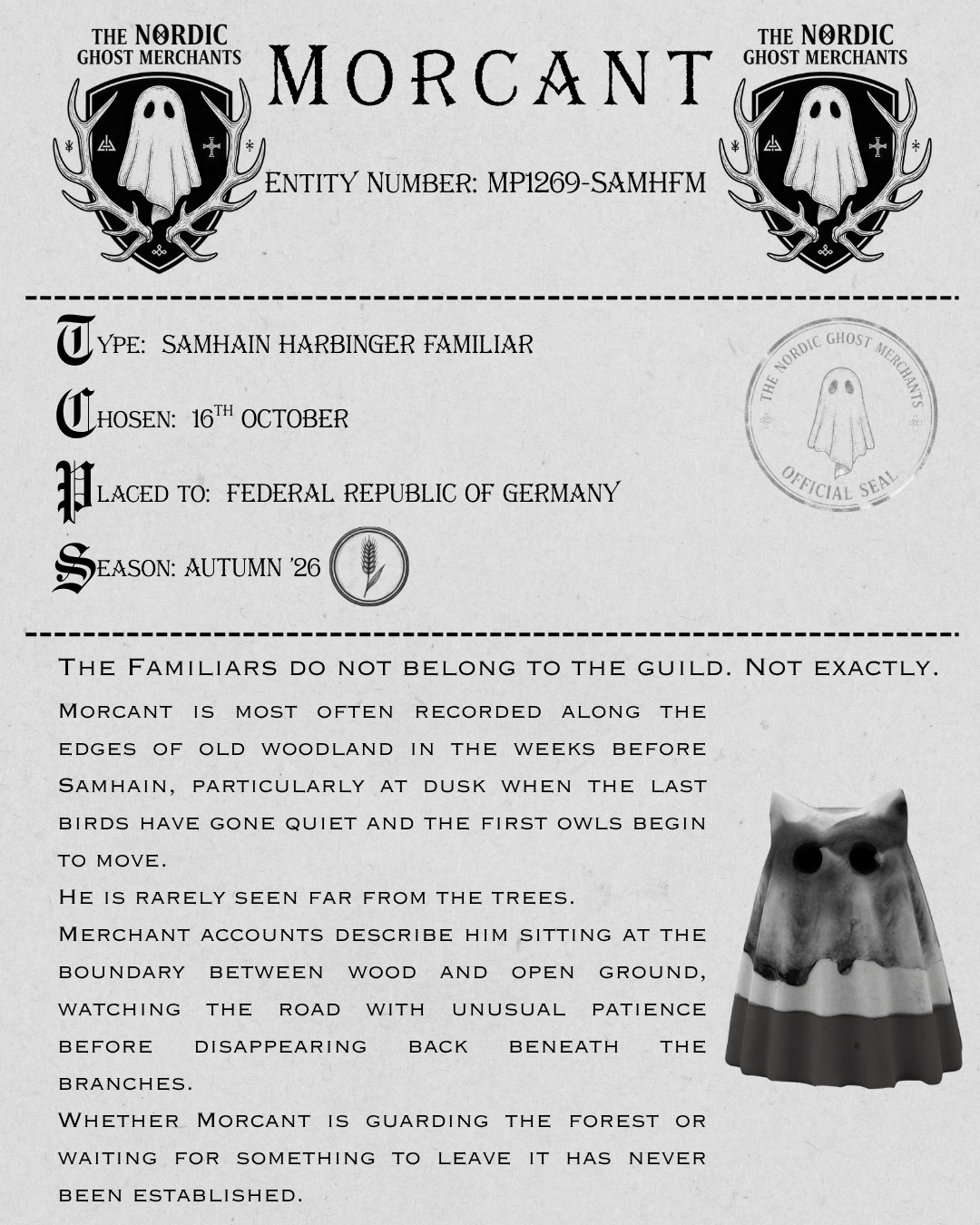 The Samhain Harbinger Familiar Ghost Figurine - Morcant