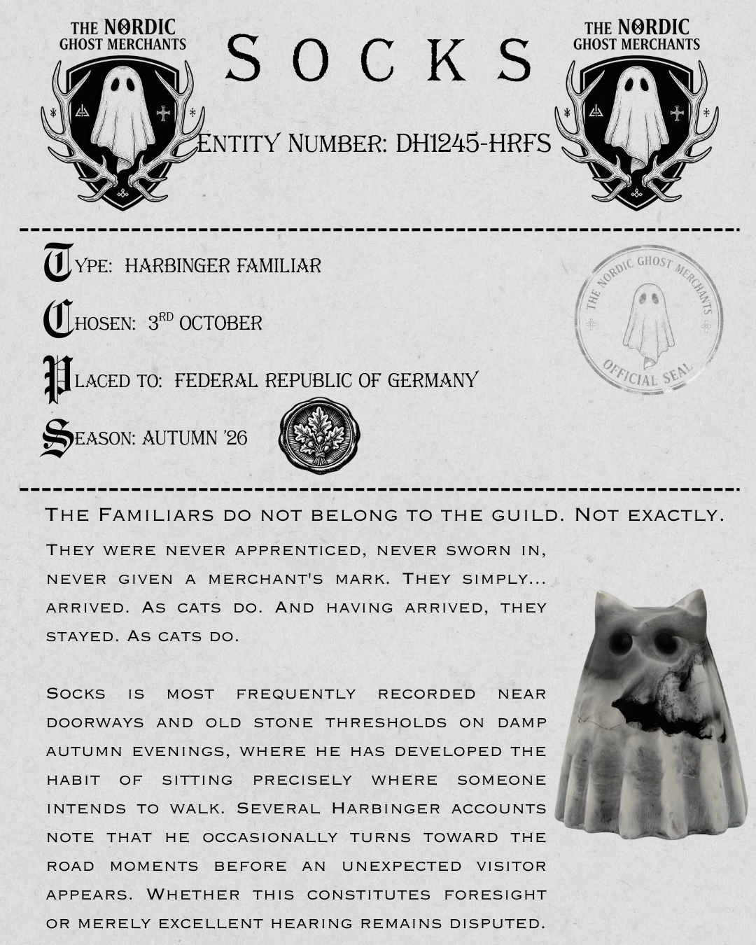 The Harbinger Familiar Ghost Figurine - Socks