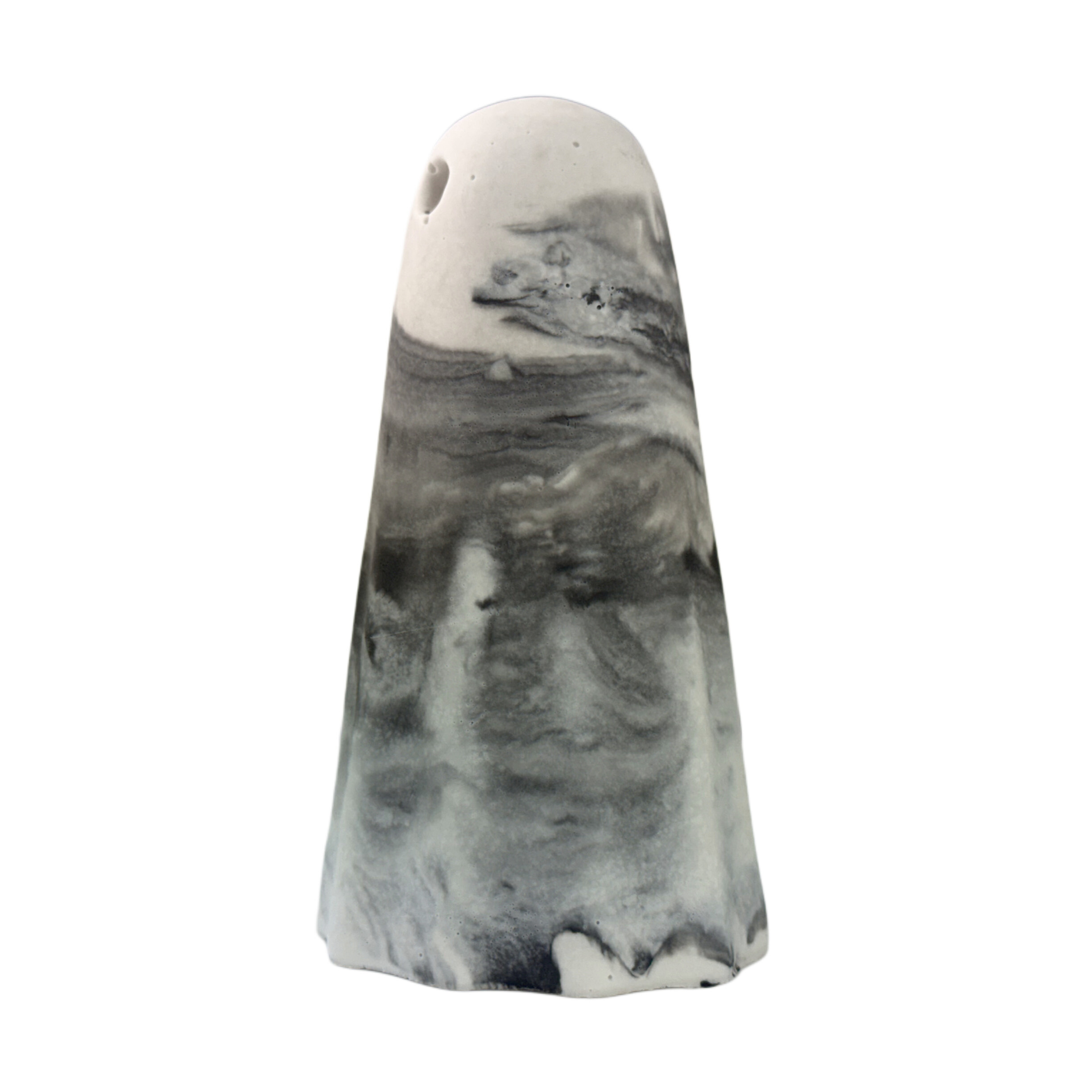 Black, grey and white handmade ghost figurine by The Nordic Ghost Merchants