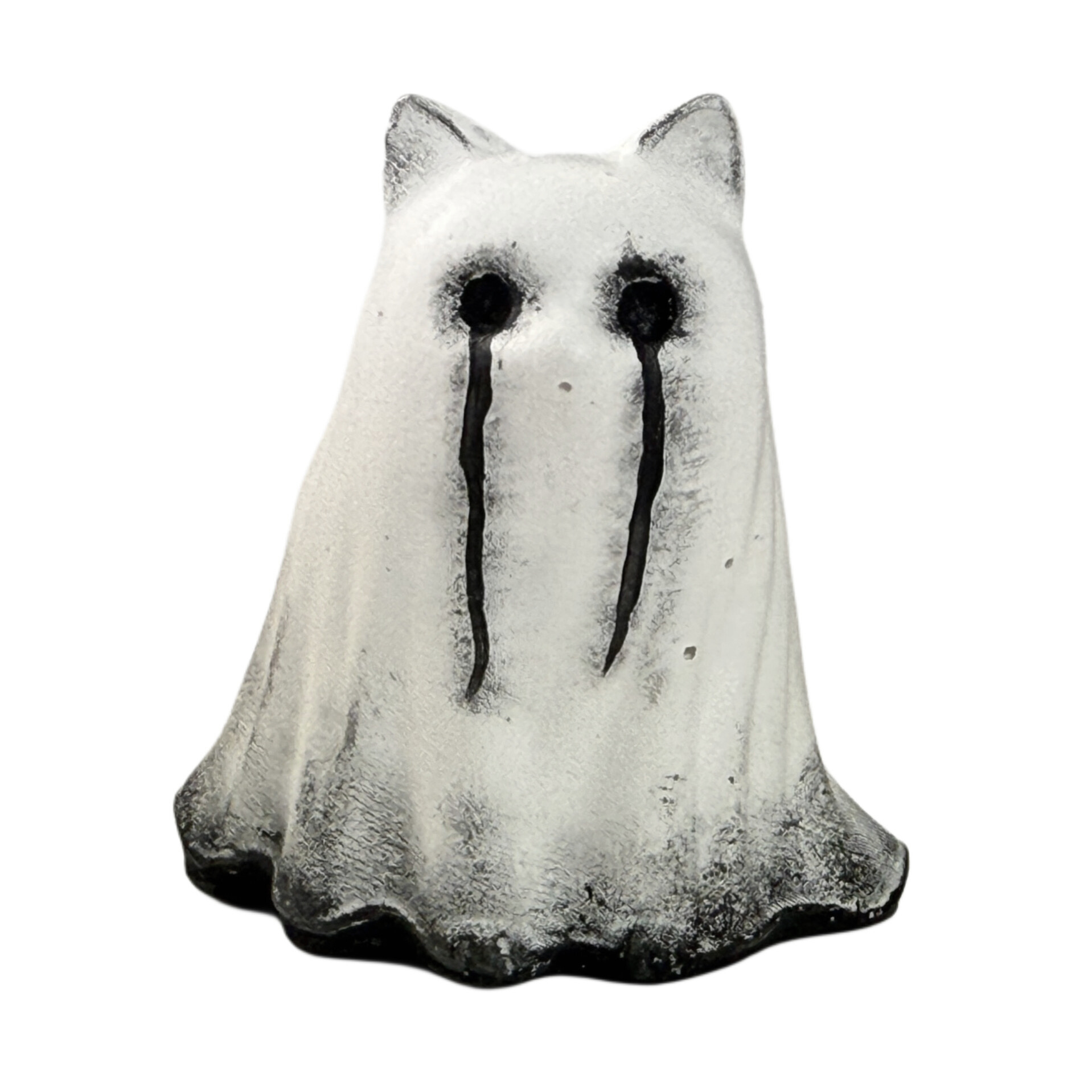 White crying eyes ghost cat figurine from The Nordic Ghost Merchants
