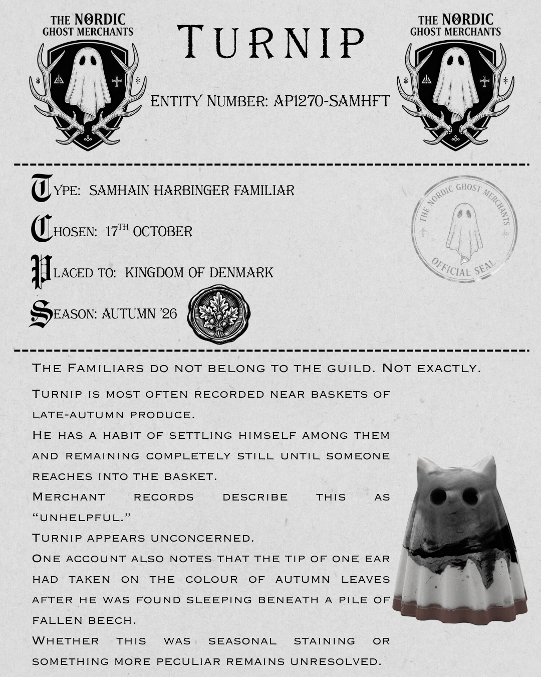 The Samhain Harbinger Familiar Ghost Figurine - Turnip