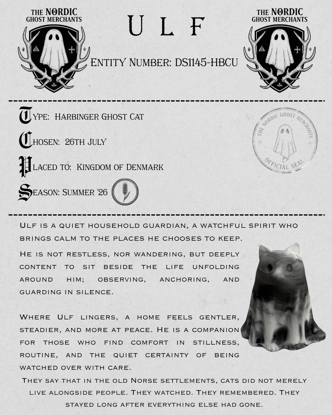 The Harbinger Ghost Cat Figurine - Ulf