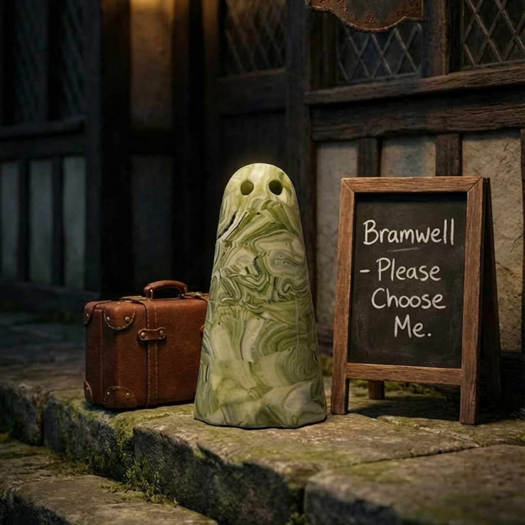 Green and white marbled ghost figurine from The Nordic Ghost Merchants