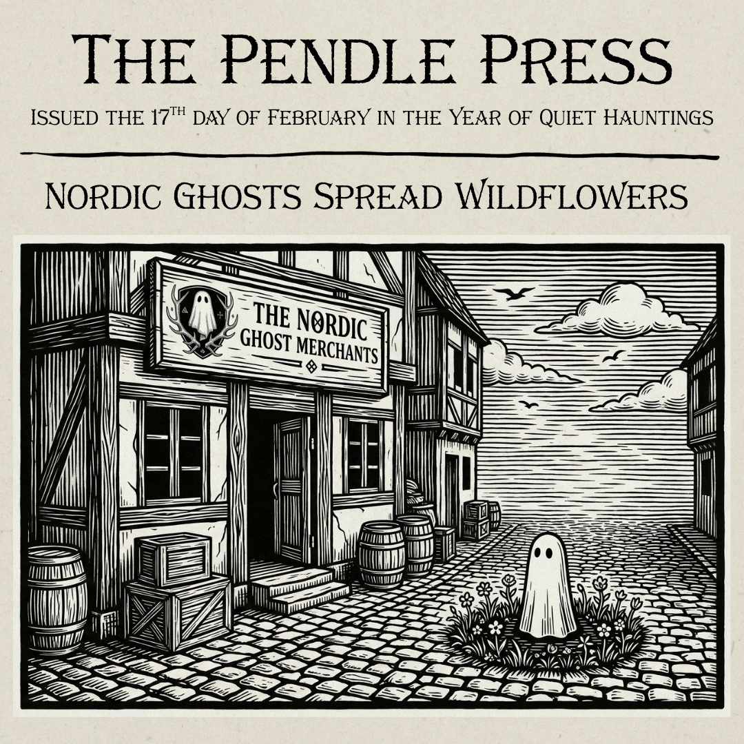 The Pendle Press - Ghosts Seen Spreading Flowers Outside Ghost Merchant Store