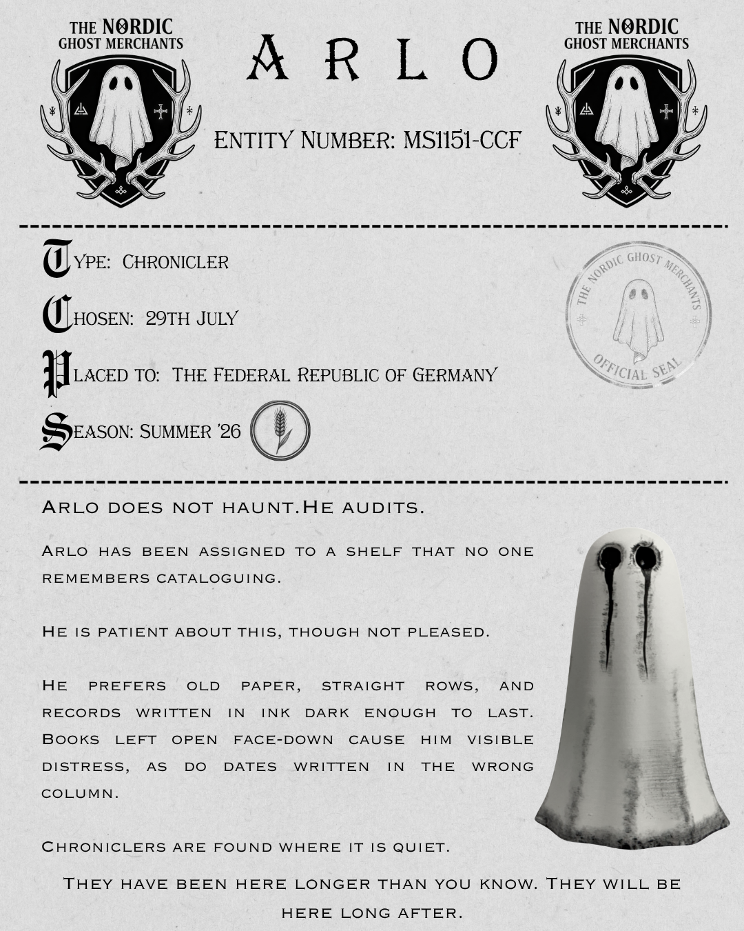The Chronicler Ghost Figurine - Arlo