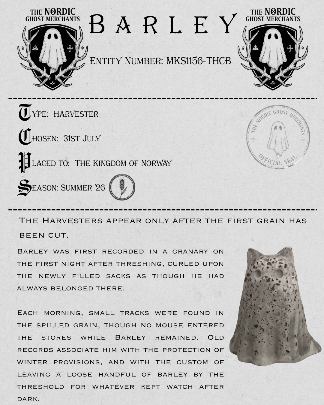 The Harvester Ghost Cat Figurine - Barley