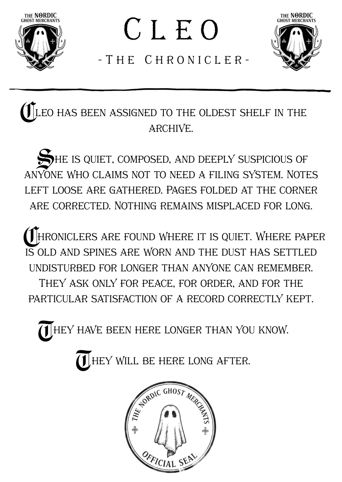 The Chronicler Ghost Figurine - Cleo