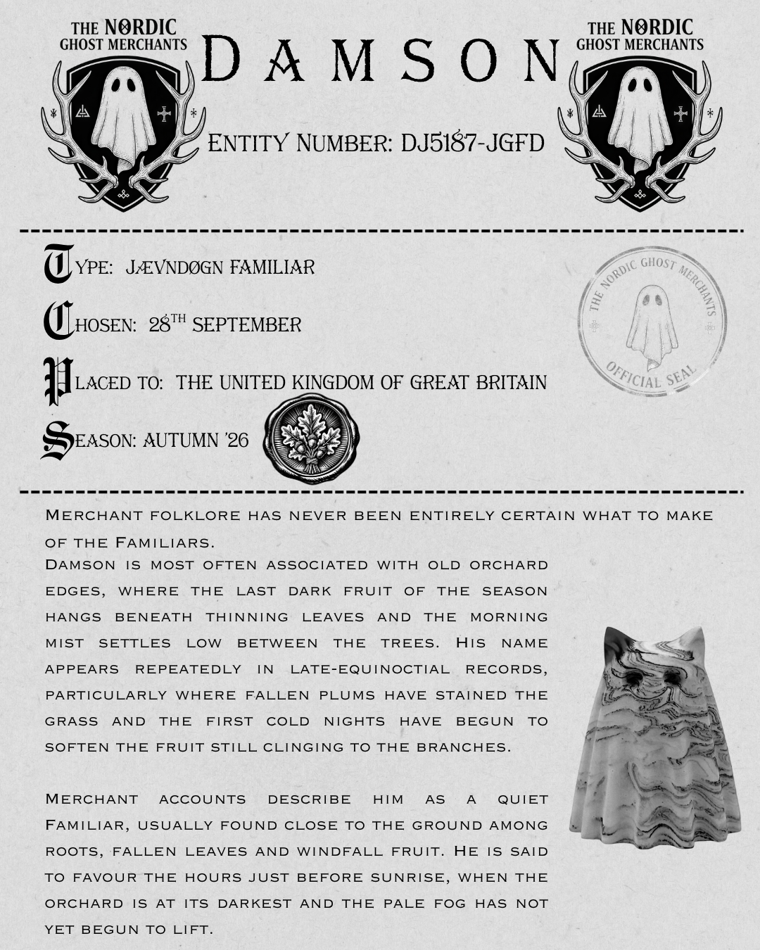 The Jævndøgn Familiar Ghost Figurine - Damson