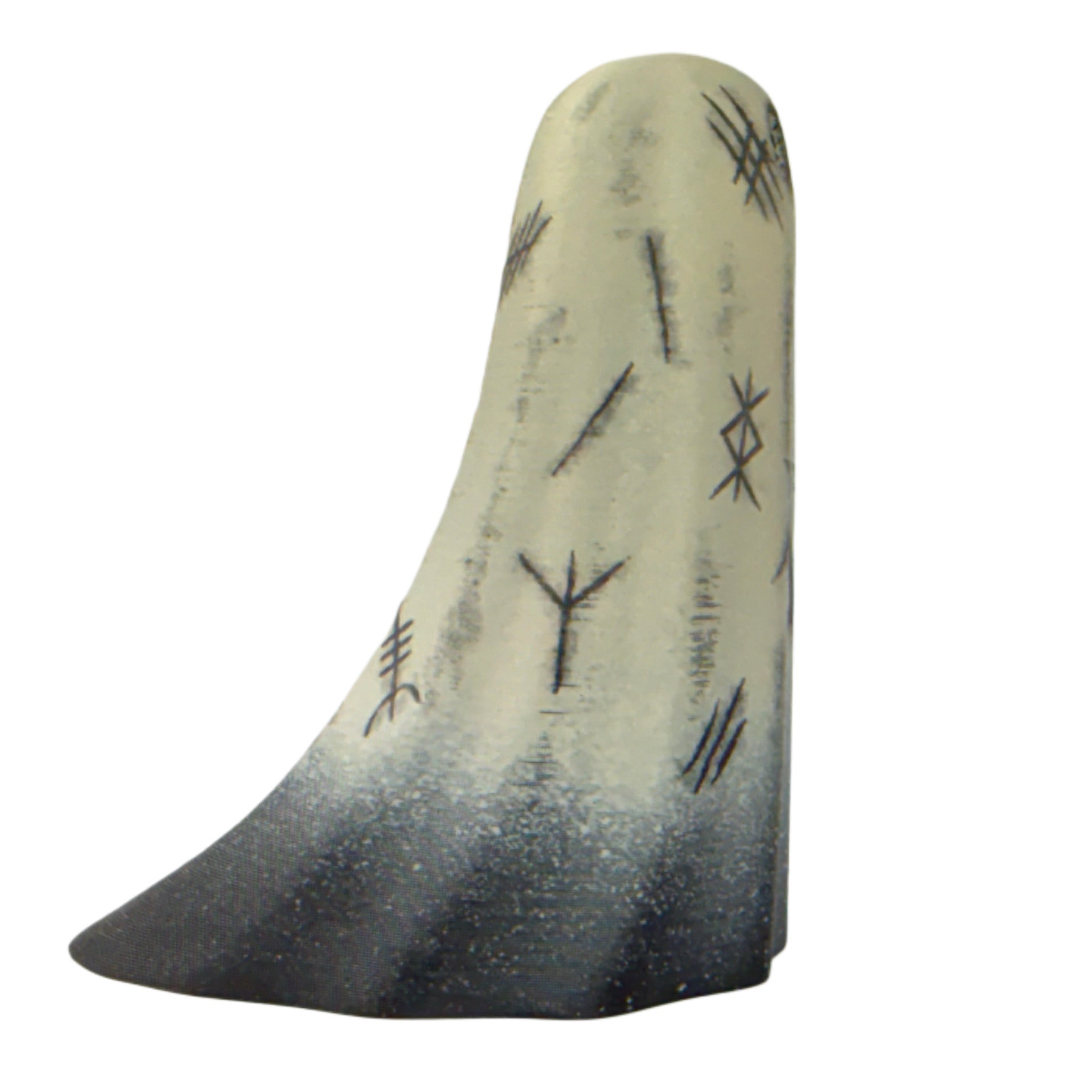 Ivory and black handmade ghost figurine engraved with black witch marks & runes