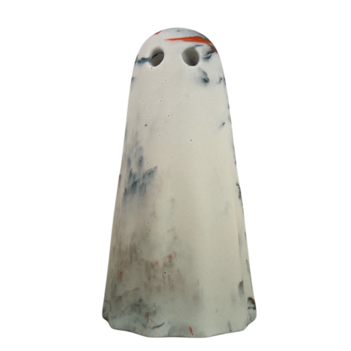 Vargrim, Windfall Ghost figurine in old cream with burnt orange and charcoal marbling, front view.