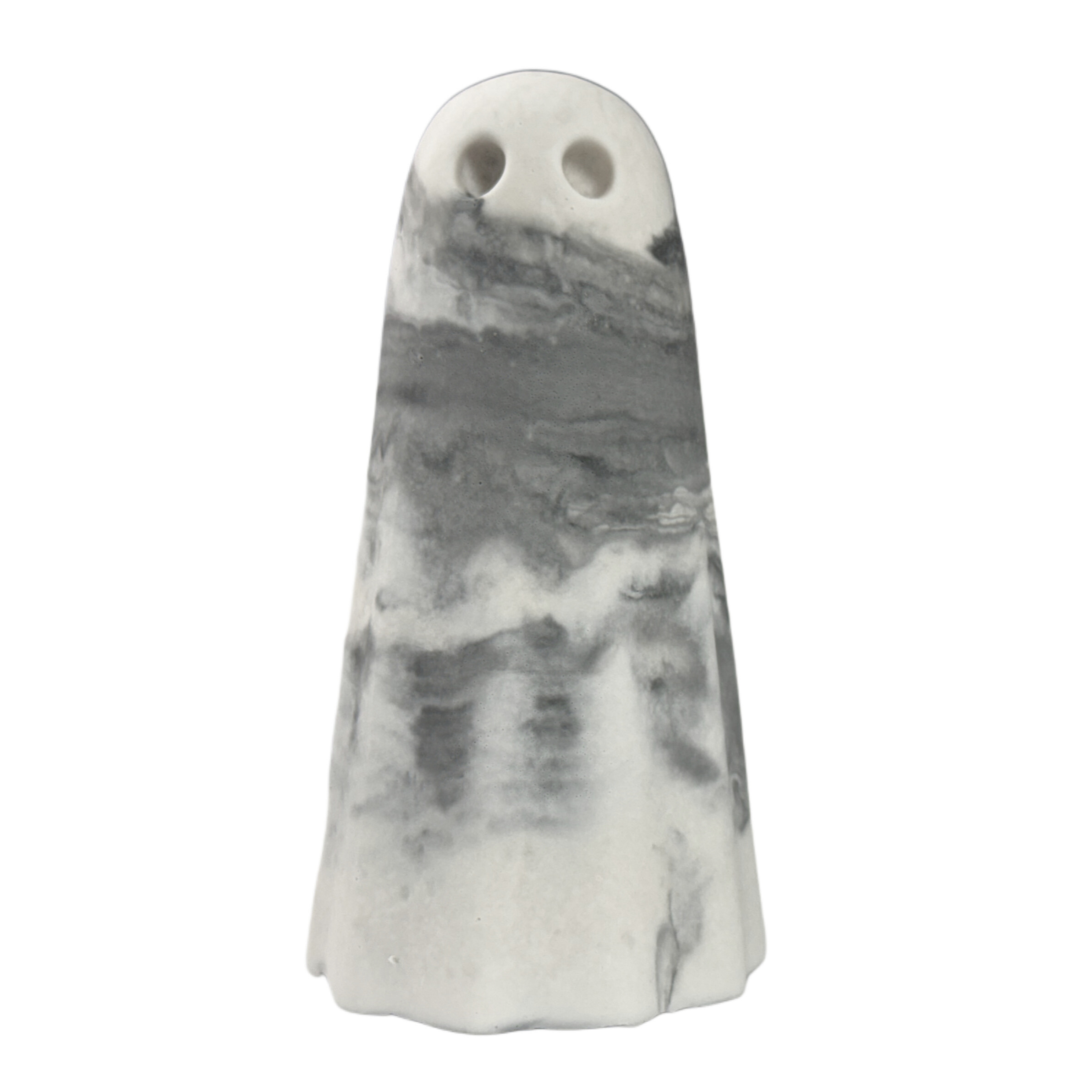 A grey and white marbled ghost figurine by The Nordic Ghost Merchants