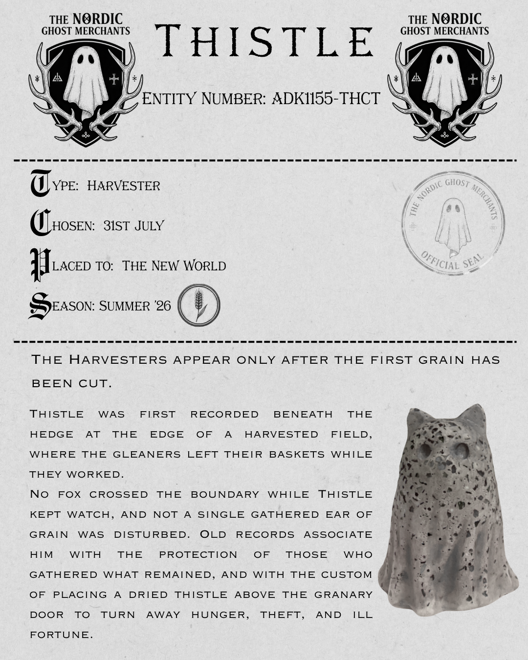 The Harvester Ghost Cat Figurine - Thistle