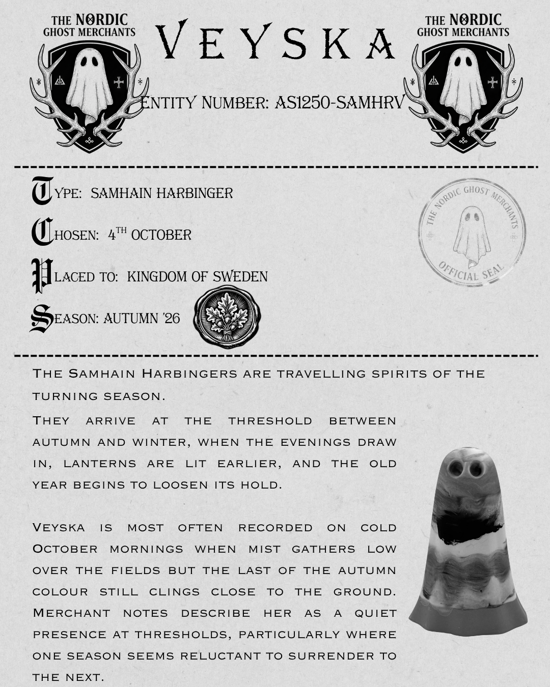 The Samhain Harbinger Ghost Figurine - Veyska