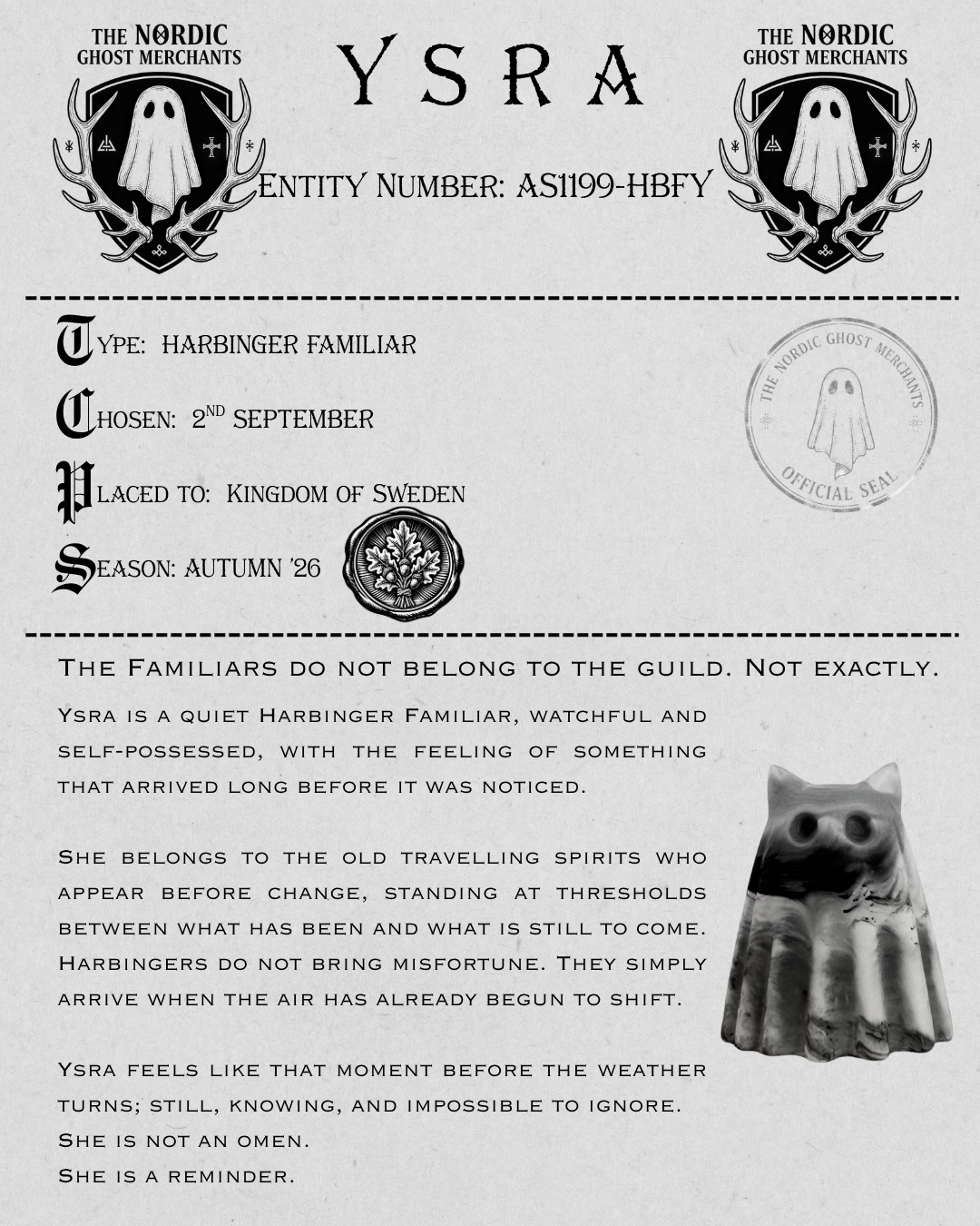 The Harbinger Familiar Ghost Figurine - Ysra